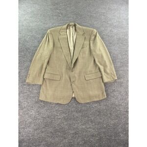 Vintage Brooks Brothers Sport Coat 44 R Beige Wool Tweed Glen Plaid Designer USA
